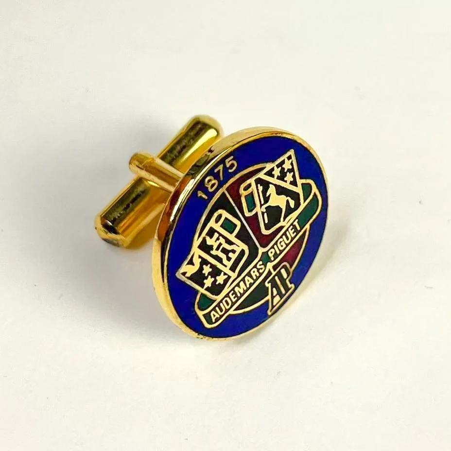 Audemars Piguet 1875 Blue Enamel Heritage Crest Cufflinks with Box